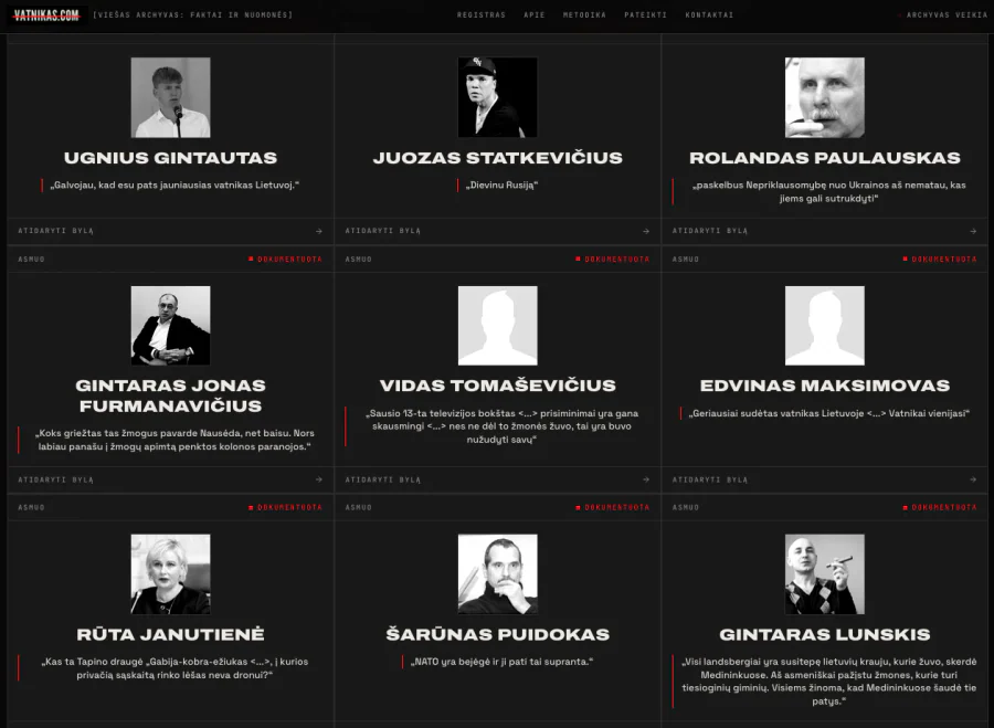 Vatnikas.com tinklalapio fragmentas