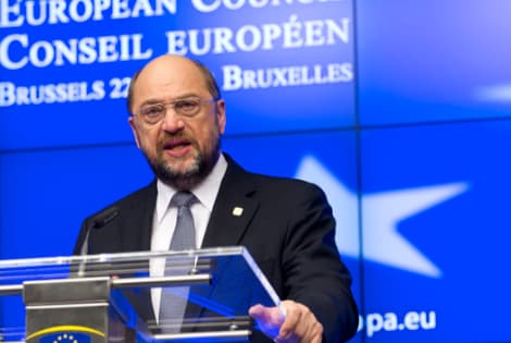 EP pirmininkas M. Schulzas spaudos konferencijoje per EVT susitikimą © ES, ES Taryba