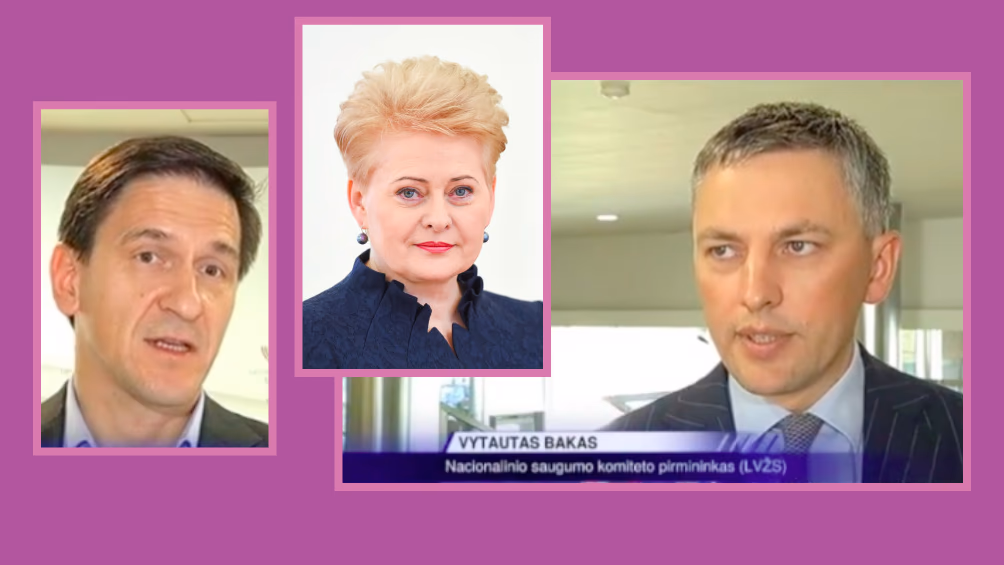 NSGK pirmininkas V. Bakas (dešinėje), LR prezidentė D. Grybauskaitė (viduryje) ir konservatorius D. Kreivys (kairėje).
