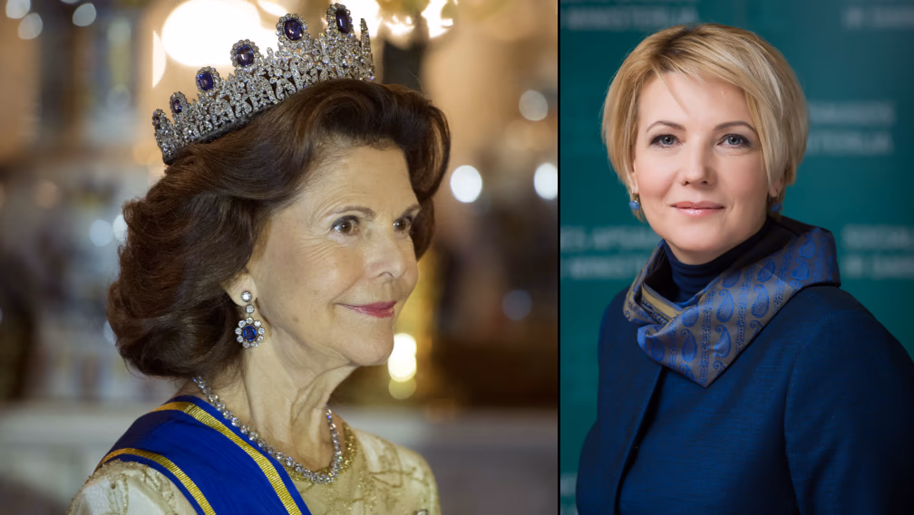 Švedijos karalienė Silvia (kairėje) ir Socialinės apsaugos ir darbo viceministrė Vilma Augienė.