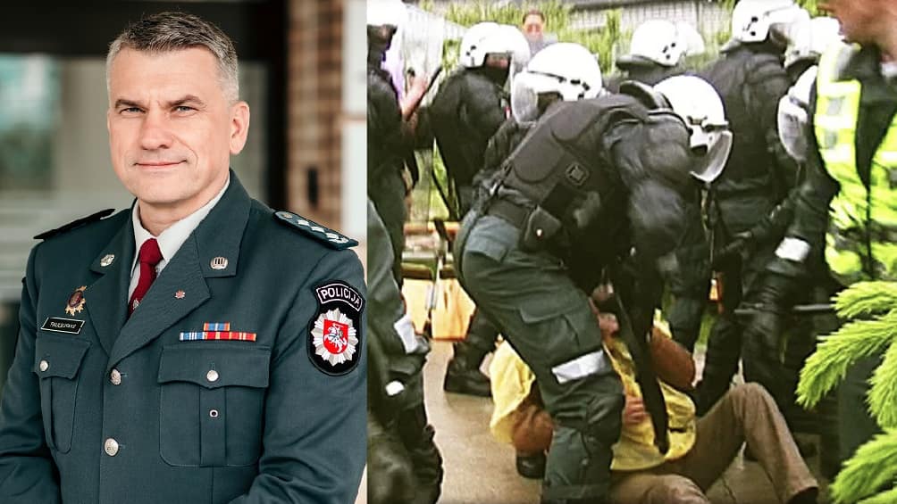 Kairėje - policijos generalinio komisaro pavaduotojas Arūnas Paulauskas. Dešinėje - Garliavos šturmo akimirka.