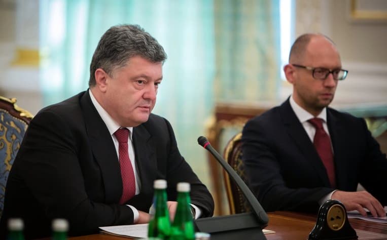 Ukrainos vadovai P. Porošenko ir A. Jaceniukas