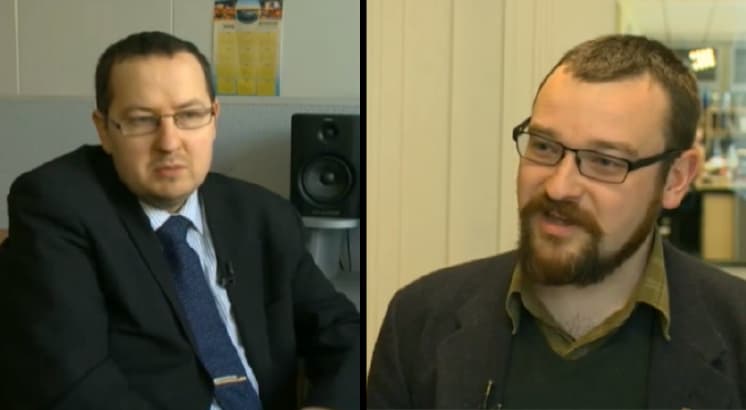 Radijo ir televizijos komisijos narys Mantas Martišius bei Lietuvos kariuomenės Strateginės komunikacijos departamento specialistas Karolis Zikaras