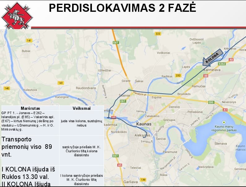 Informacija apie karinių transportų priemonių judėjimą pratybų „Sąveika 2015 II“ metu