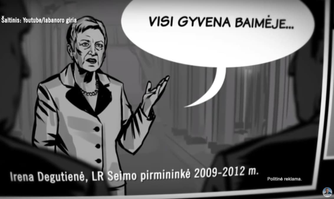 Buvusio kandidato į Lietuvos prezidentus Artūro Paulausko reklaminio vaizdo klipo stop kadras.