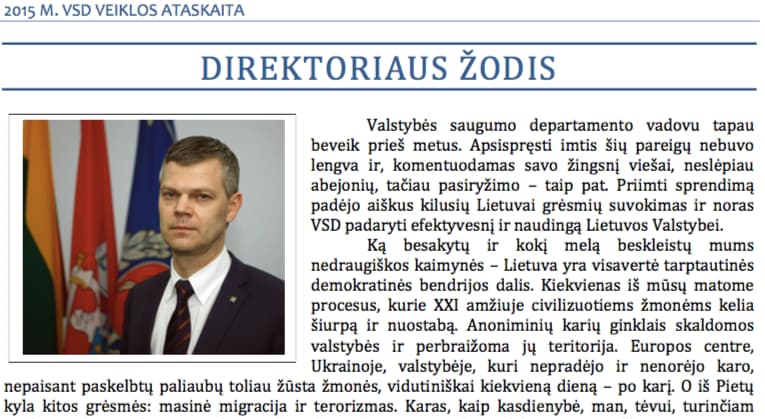 VSD direktoriaus žodis