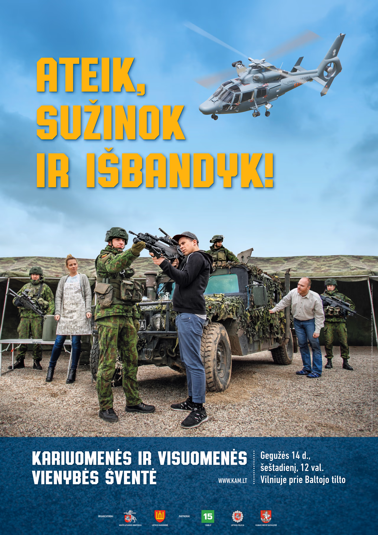 KAM sukūrė patrauklų vaizdo klipą, kuriame lietuviai labai džiaugiasi dėl karinės technikos