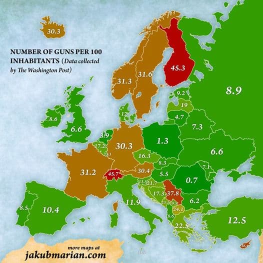 Apsiginklavusi Europa (ginklų skaičius 100 žmonių)