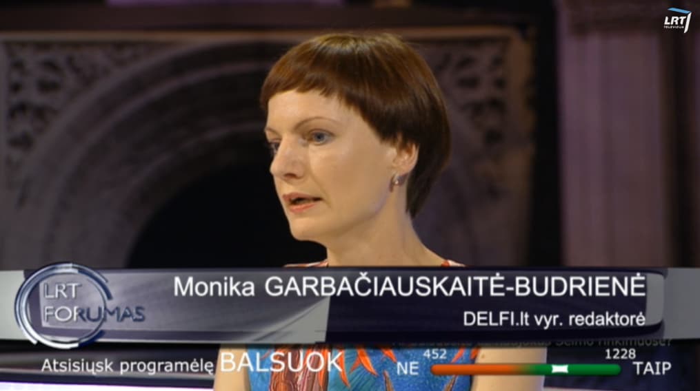 „Delfi.lt“ redaktorė Monika Garbačiauskaitė-Budrienė dažnas svečias valstybiniame LRT.