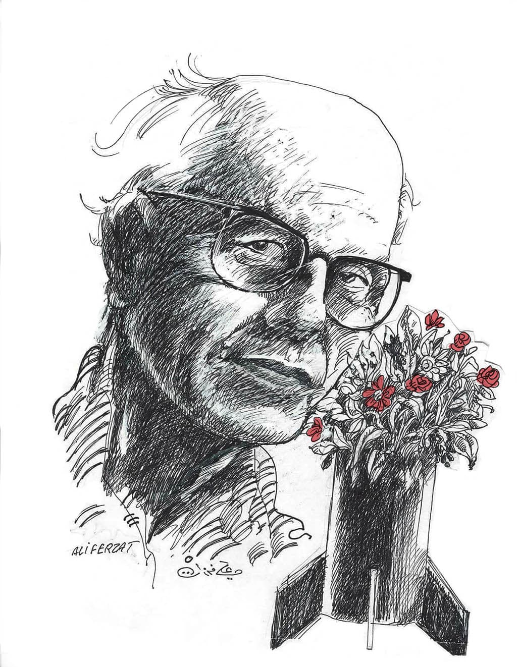 A. Sacharovas. Karikatūra.