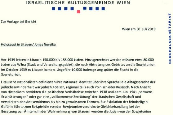 Austrijos žydų bendruomenė apgailestauja dėl nacių šlovinimo Lietuvoje