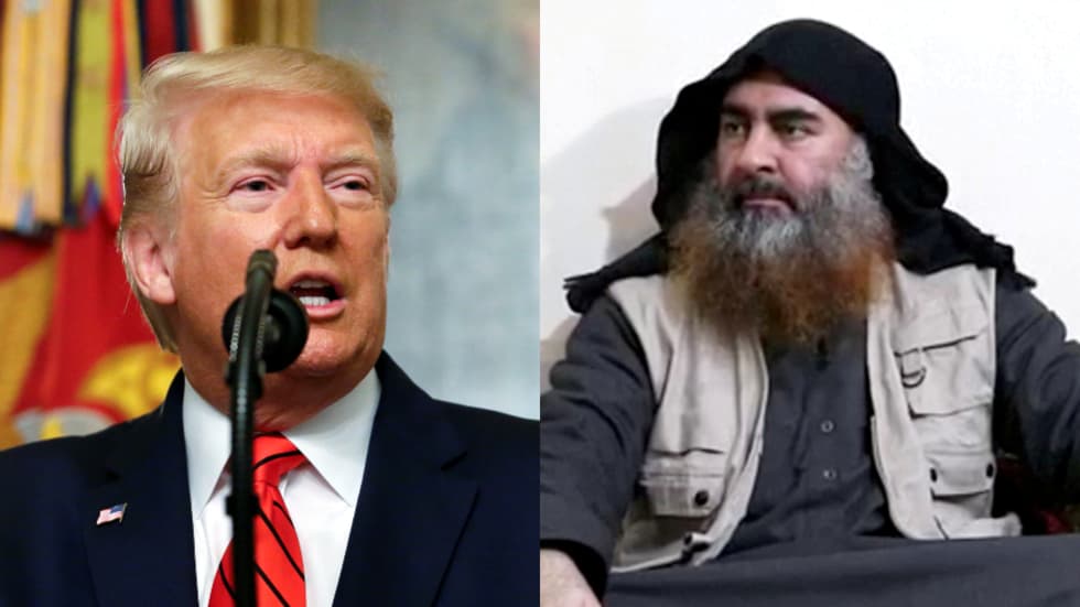 Donaldas Trampas (kairėje) ir Abu Bakras al Bagdadis.