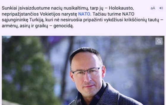 M. Bartašiūnaitė papildė analizių analitiko V. Laučiaus genocido vykdytojų sąrašą, kurie diktuoja sąlygas NATO