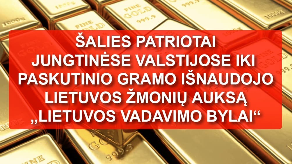 Kodėl Lietuvos vadavimo bylai nebuvo išnaudotos tonos aukso, saugomos Prancūzijoje ir Šveicarijoje?