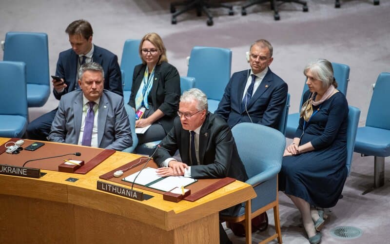 Nausėda Niujorke pristatė būtinas sąlygas Ukrainos pergalei pasiekti