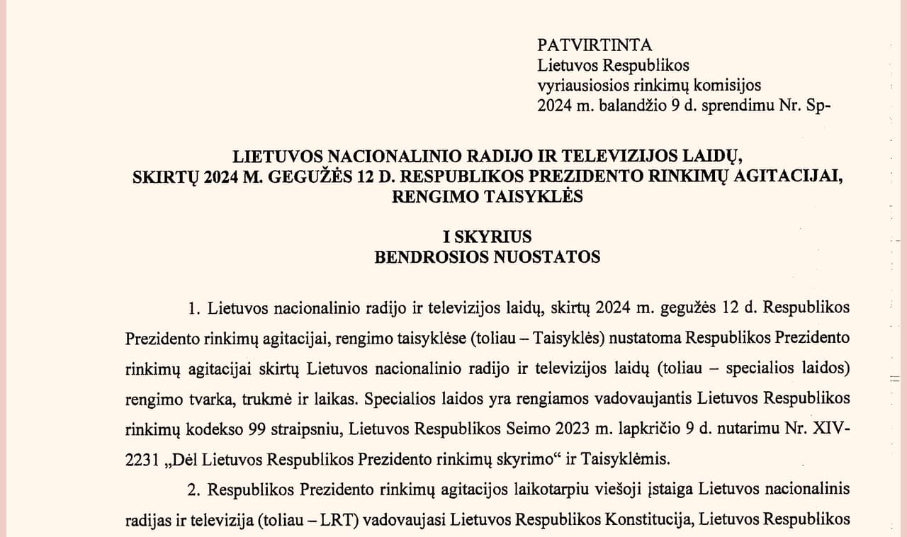 Lygūs ir lygesni kandidatai į Prezidentus. VRK nusprendė, kad laidos vedėjas aukščiau net už teismą