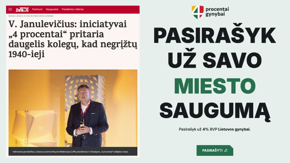 Jau beveik 54 tūks. šalies gyventojų išreiškė pritarimą, kad atgrasymui būtų skirta 4 proc. nuo BVP