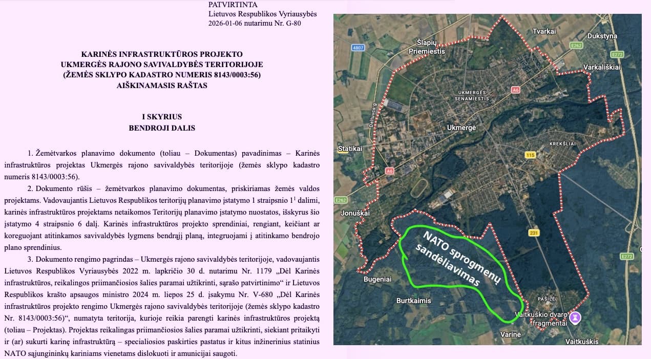 Ukmergės pašonėje planuojamas NATO amunicijos sandėlis: „aiškinamasis raštas“ nepaaiškina svarbiausio dalyko