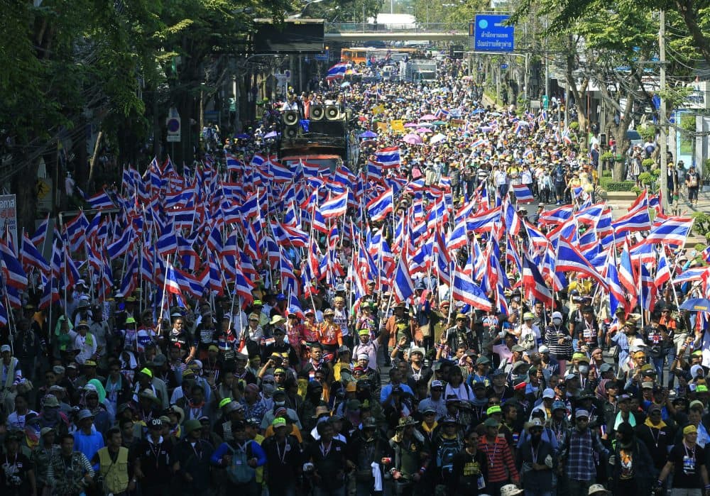 Protestuotojų masinė demonstracija Tailande. EPA-Eltos nuotr.