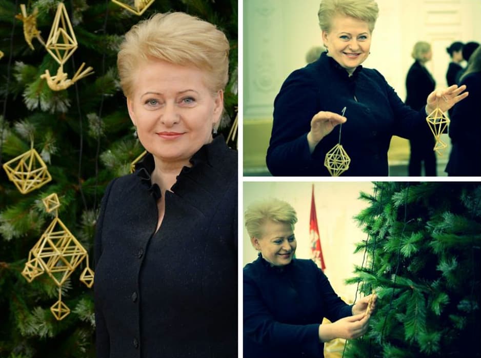 Prezidentė ir Kalėdinė eglutė. Nuotr. facebook.com