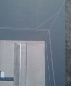 Ainė Jacytė. „Dvejos durys“, drobė, aliejus, anglis. 61 cm x 50 cm, 2013