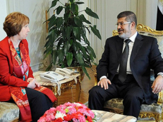 Catherine Ashton ir Mohamedas Mursis
