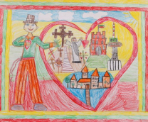Granto Perevičiaus iš Los Angeles piešinys „Lietuva, aš turiu Tave“, išrinktas Lietuvių Fondo surengto konkurso laimėtoju vaikų iki 9 metų amžiaus grupėje
