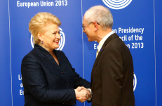 D. Grybauskaitė ir EVT Pirmininkas Hermanas Van Rompėjus. Dainiaus Labučio (Elta) nuotr.