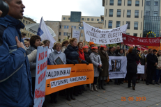 Regionų kultūros darbuotojų rudens protestas prie LR Vyriausybės be vilniečių palaikymo. Nuotr. B. Servienės